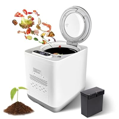 Composter Upgraded Electric Kitchen composting Machine converts Food Waste into Compost Without damaging Roots and Stems -3.8L Odor Absorbing countertop with Visible Glass Cover and Low Noise
