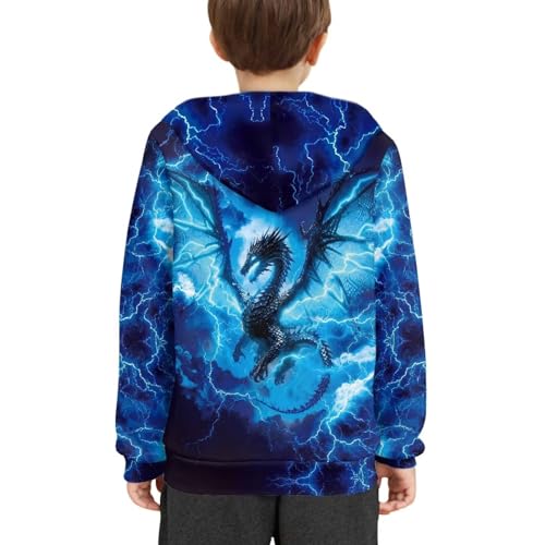Image of WELLFLYHOM Boys Hooded Sweatshirts Hoodie Pullover Cool Graphic Crewneck Blouses Size 6-16