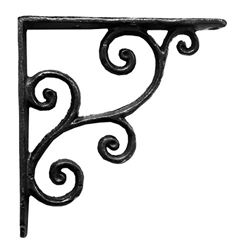 Nach Hammered Finish Victorian Cast Iron Shelf Bracket, Heavy Duty Brackets For Shelving, Decorative Wall Mount Shelf Brackets, (Pack Of 4), Small, Black, (5.5X0.7X5.5 Inches), Hardware Included, Js-90-071 #TOP1
