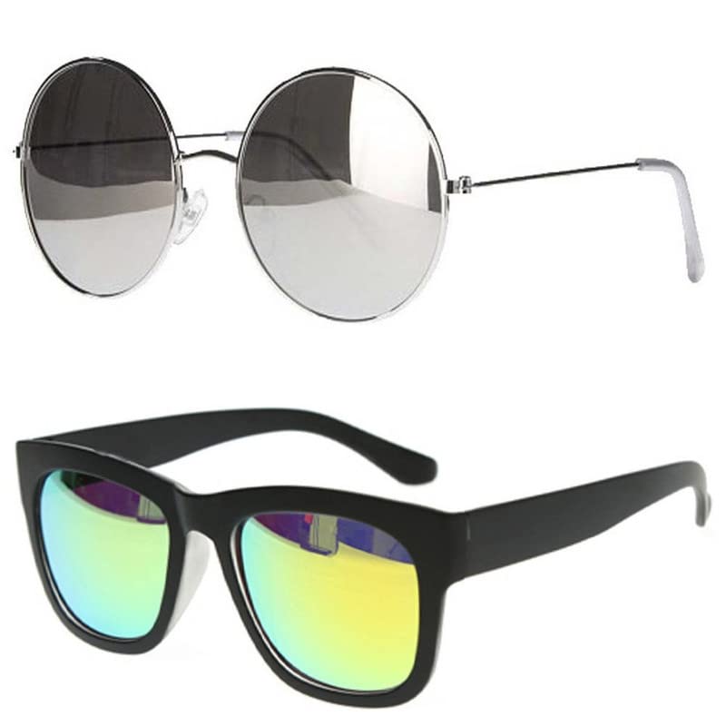 younky Unisex Combo Offer Pack Of Round & Rectangular Sunglasses For Men And Women Uv Protected (Lens Silver, Green || Frame Silver || YNCH-443) - 2 Goggles-picture-19