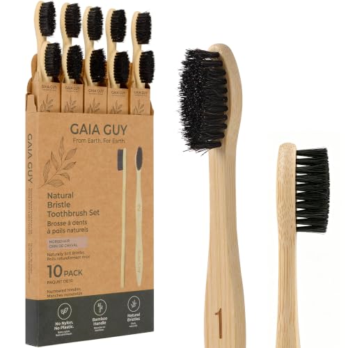 Cepillos de dientes de bambú sin plástico ni nailon con cerdas naturales de crin de caballo