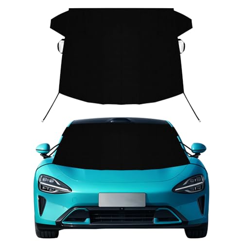 Car Windshield Cover for Snow and Ice, Car Windshield Snow Cover Upgraded 600D Oxford Fabric Windshield Snow Cover, Car Accessories for Pickup Truck SUV Car Sedan (Black) by meleg otthon - Used condition - CA$8.10