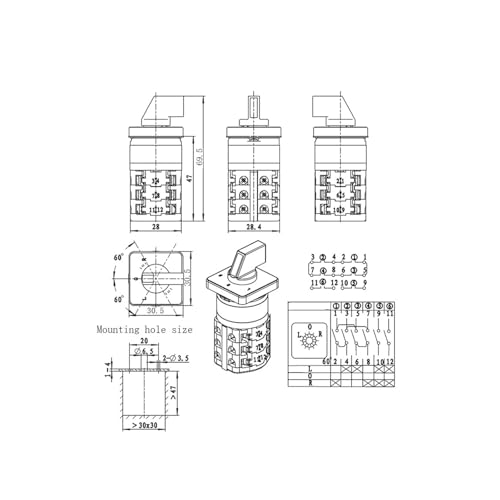 Commutateur à came rotatif inverseur de source triphasé 440V