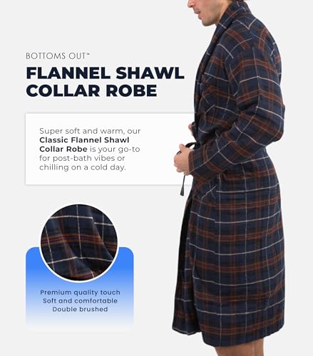 Bottoms Out Men's Flannel Sleep Robe, Flannel Bathrobe for Men, Shawl Collar Winter Plaid Robe Perfect for Men and Women3