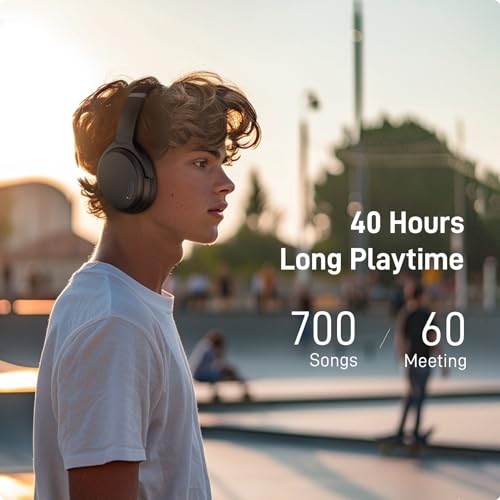 Image of HROEENOI JZ02 Noise Cancelling Headphones,Upgraded Bluetooth 5.3, Wireless Over Ear Headphones, Lightweight and Portable, 60H Playtime, Memory Foam Protein Leather Earmuffs, for Workout, Home