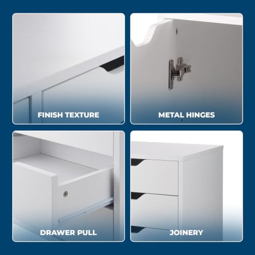 Image of Winsome Halifax Mobile Storage Cabinet with 1 Large Door & 3 Drawers, White