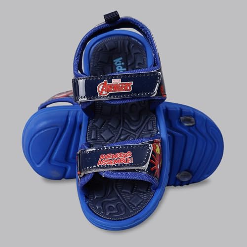 Image of Kidsville Official Marvel Comic Avengers Printed Blue Sandals For Boys Anti-Skid Comfortable | Adjustable Double Strap Closure | Flexible & Lightweight Footwear for Baby