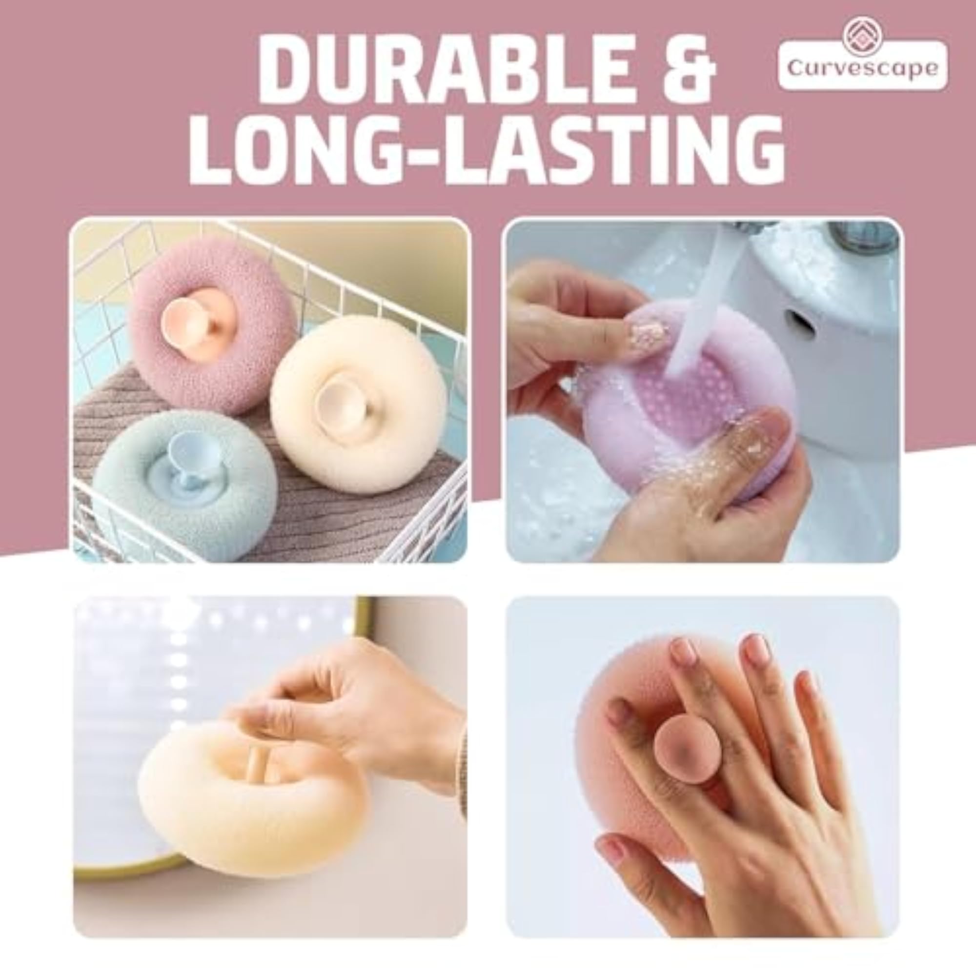 Bath Sponge Cleaning Brush with Suction Shower Loofah