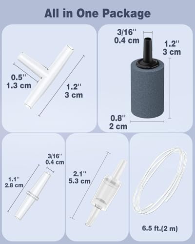 Image of Pawfly Aquarium Air Pump Oxygen Pump for 10-200 Gallon Fish Tanks Buckets Dual Outlet Adjustable Ultra Quiet Aerator Pump with Accessories