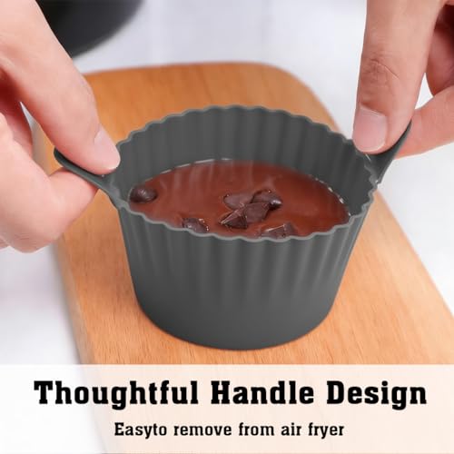 Image of Supvox 6PCS Reusable Silicone Baking Cups, Nonstick Muffin Cupcakes Mold with Double Handle, 3.5'' Cake Mould for Airfryer, Heat Resistant, Food Grade, BPA Free for Oven, Microwave Oven, Air Fryer