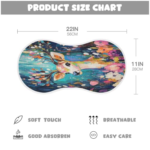 Floral Deer Painting Teal Baby Burp Cloths Soft Burp Cloth Burp Rags Cotton Burp Clothes Absorbent Muslin Burp Cloths for Unisex Boy Newborn Girl 1 Pack 22x11 Inches2