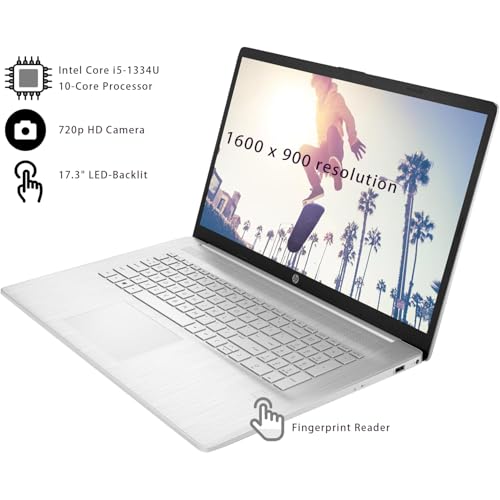 Image of HP 17.3 Inch Laptop with Microsoft 365 Web | Backlit Keyboard, Fingerprint Reader | Intel Core i5-1334U (10 Cores, up to 4.6GHz) | 64GB RAM, 2TB SSD, Windows 11 | WiFi 6 | Iris Xe Graphic