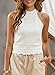 EVALESS Womens Halter Crop Tank Tops 2026 Trendy Summer Casual Ribbed Knit Racerback High Neck Corset Tube Cute Sleeveless Slim Basic Cami Tops Blouses Clothes,White L