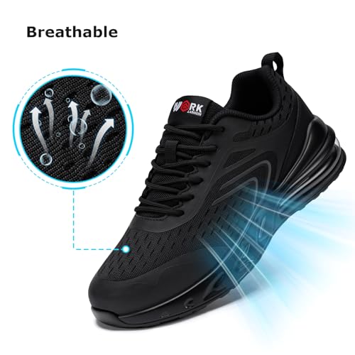 LARNMERN Mens Non Slip Resistant Work Shoes for Men Kitchen Restaurant Chef Shoes Mens Zapatos Trabajo Hombres Walking Running Sneaker Black3
