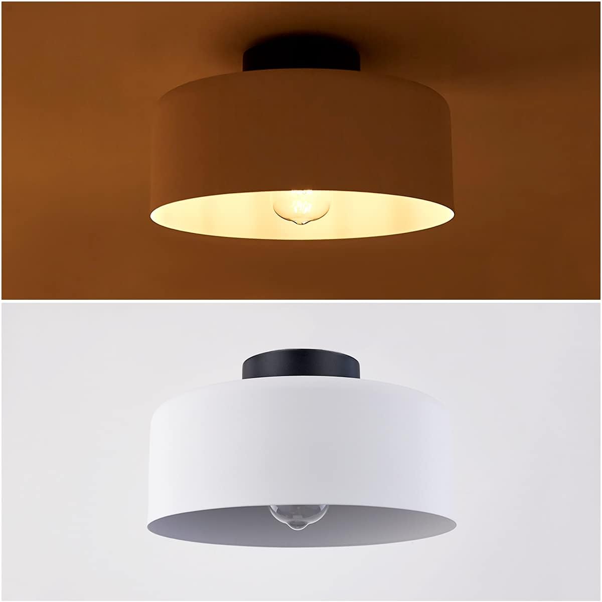 BISAMIYA Modern Close to Ceiling Light Fixture, 11.8" Matte White Dome Shade Flush Mount Ceiling Light, E26 Socket for Hallways, Dining Room, Foyer, Kitchen, Bulb not Included - - 