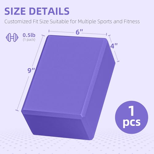 Image of 1 Pack Large Foam Yoga Blocks 9x6x4 Inches (Violet)