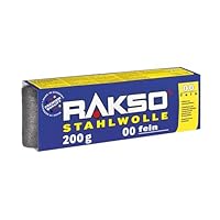 RAKSO Stahlwolle fein 00-1 Banderole à 200g, glättet Hölzer, Reinigung Kunststoffjalousien, Gartenmöbel, aufpolieren Aluminium