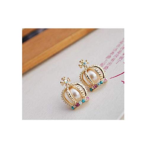 Gleader Elegant Style Pearl Cross Diamond Rhinestone Crown Earings