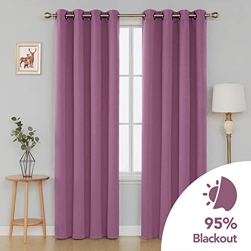 Image of Deconovo Blackout Thermal Insulated Grommet Top Room Darkening Shades Curtains for Bedroom, 52x95 Inch, 1