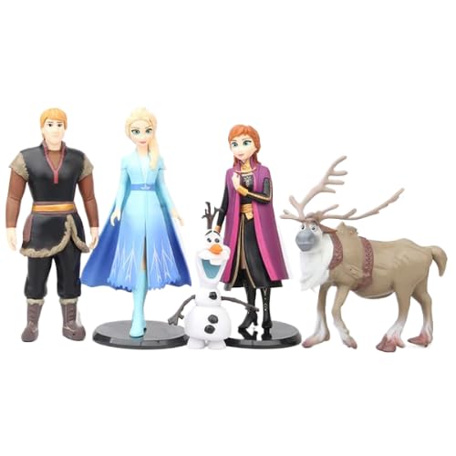 Frojan Figurine Set (5 Pcs), Princess Elsa Anna, Fashion Dolls, Decoration Set, Kids Play Set, Best Gift for Frojan Fans- 6 to 12cm