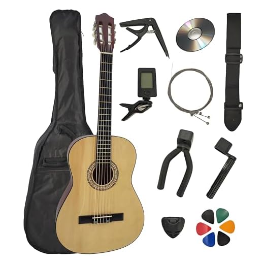 Pack Guitare Classique 4/4 (Adulte) + 6 Accessoires + Cour Vidéo et CD (Naturel)