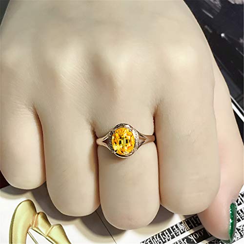 18K Yellow Gold Yellow Citrine and CZ Women's Engagement Ring (2 Ct Oval Gemstone Birthstone, Available 6,7,8,9,10) (8)4