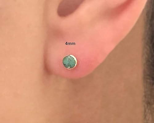 Miniatura 2 de 925 Sterling Silver 4mm Round Shape Reconstructed Turquoise Gemstone Stud Earrings - Small Classic Circle Studs for Women  Handmade by MiYa Jewelry