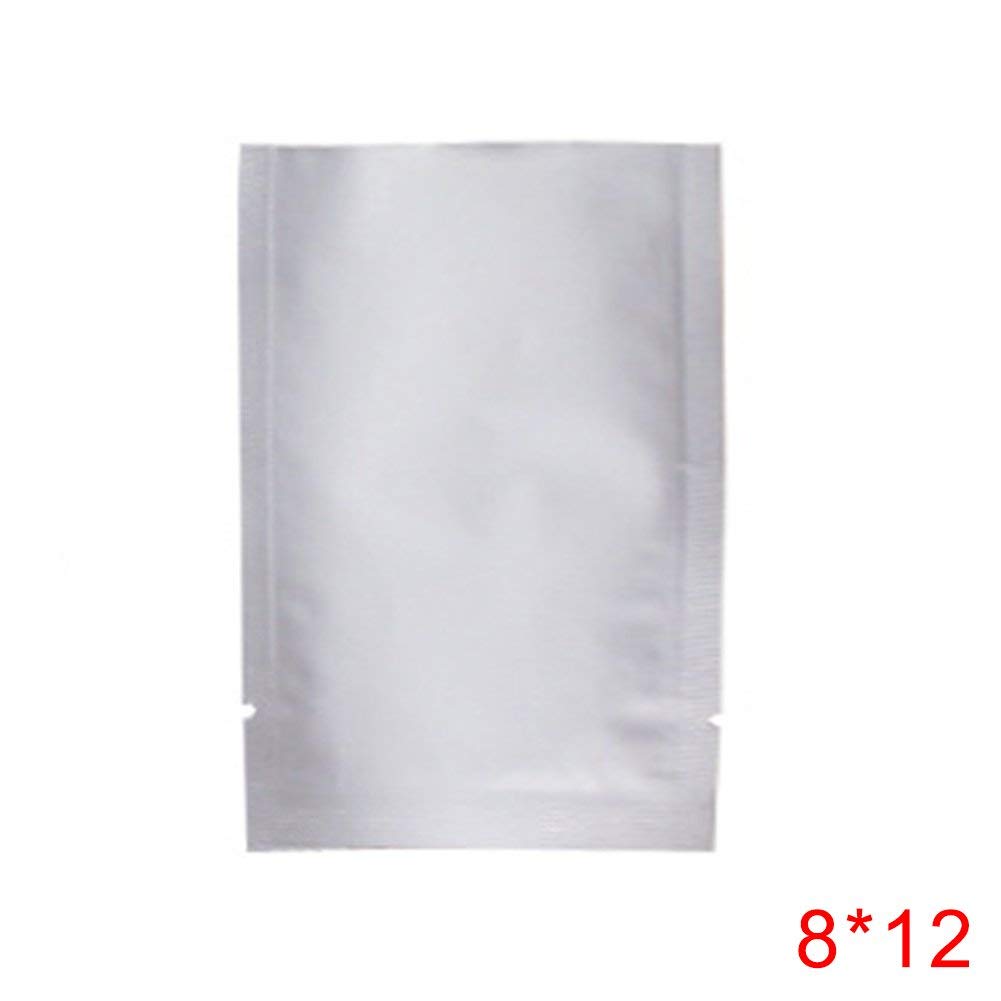 100pcs Aluminum Foil Smell Proof Pouch Heat Seal Open Top Flat Mylar Foil Bags Food Storage Packaging Vacuum Sealer Coffee Candy Tea Pouch with Tear Notch (8x12cm)