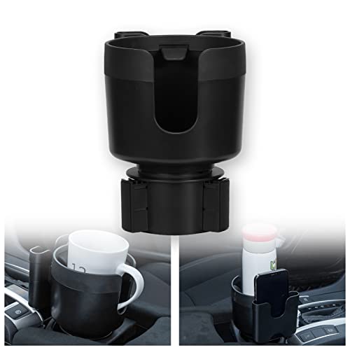 Image of Large Size Car Cup Holder Expander with Cell Phone Holder Adjustable Base U-Shaped Slot Cup Holder Adapter Compatible with All Kinds of Cups and Bottles