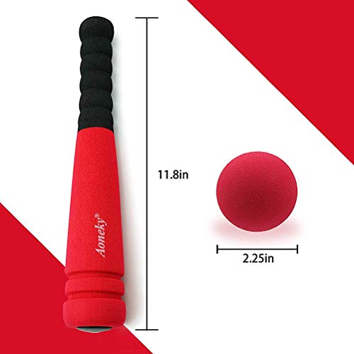 Aoneky Min Foam Baseball Bat And Ball For Toddler - Indoor Soft Super Safe T Ball Bat Toys Set For Kids Age 1 Years Old, Best Gift For Children, 11.8 Inch #TOP5