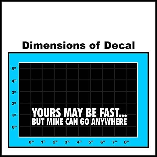 Sticker Connection | Yours May be Fast But Mine Can go Anywhere | Bumper Offroad Sticker Decal for Car, Truck, Window, Laptop | 1.4