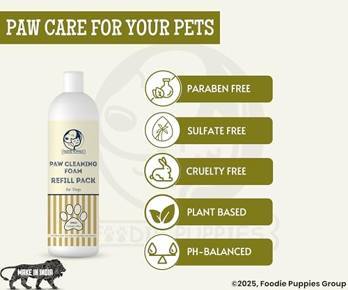 Image of Foodie Puppies Dog Paw Cleaning Foam with Mist Fragrance - (500ml Refill) for All Dog Breeds | Aloe Vera Extract | Gently Nourishes and Soothes Paws Effectively Removing Dirt, Mud & Grime