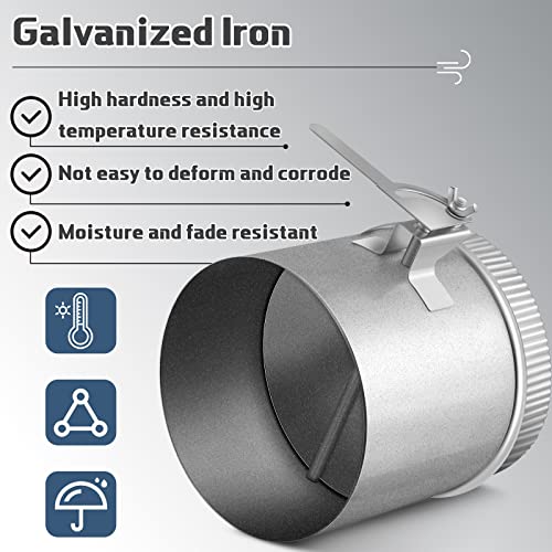 Therwen Backdraft Damper Duct Manual Volume Damper With Sleeve Stove Pipe Galvanized Sheet Adjustment Airflow Ducting Branch Hvac Air Balancing For Range Hoods thumb #2