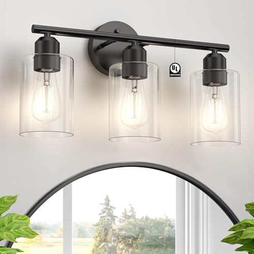 Espird Bathroom Vanity Light Fixtures Matte Black Bathroom Lighting Fixture, 3 Lights Bathroom Light...