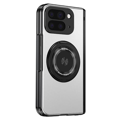 TRIPLE RIVER�EFor Pixel 10 Pro Fold �P�[�X �J�o�[ ���b�L �����K���X�t�B�����t�� �A���~+�v���X�`�b�N+�����K���X 2�d�\�� ��̌^�����O�t�� �X�^���h�@�\ �O�ʋ����K���X �n�[�h�P�[�X �V���v�� ���� ������ �O�[�O