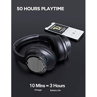 AUSDOM Extra Bass Casque Bluetooth 5.0 à Réduction de Bruit Active Hybride, Casque sans Fil Supra-Auriculaire Bluetooth… – Image 4