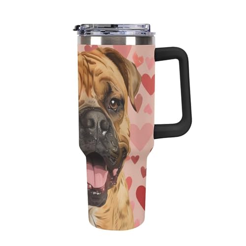 MoBlinko 40 Oz Tumbler with Handle And Straw Valentines Day Dog S...