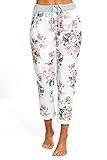 STAR FASHION Women's Italian Elastic Waist Active Yoga Floral Printed Plain Jogging Pants Turn Up Ladies Casual Jogger Hoop Trouser | Cream Floral | 12-14