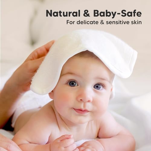 Image of 6-Pack Baby Washcloths - Soft Absorbent Viscose from Bamboo Washcloths for Face, Body, Baby Towels for Newborn, Kids, Toddlers, Infant, Gentle on Sensitive Skin, 10x10 Reusable Face Towels (White /Sky)