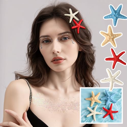 YGDZ Mermaid Accesorios para el Cabello, Broches de Estrella de Mar, Broche de Concha Marina, Purpurina para Cara y Cuerpo, Gemas para Cara, para Disfraz de Sirena para Mujer, Atuendo de Sirena de Halloween miniatura 4