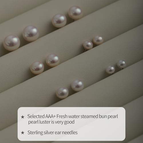 14k Gold Plated Sterling Silver Carefully Selected Freshwater Small Pearl Stud Earrings for Women2