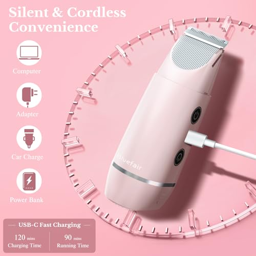 Image of Bikini Trimmer for Women, 2 in 1 Electric Razors for Women Electric Shaver, IPX7 Waterproof Body Hair Trimmer Shaver,Replaceable Lady Facial Razor Bikini Trimmer for Legs Private (Pink)
