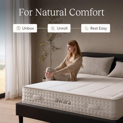 Image of Awara Natural Hybrid Full Mattress 10 Inch - Certified Organic Natural Latex - Sustainable New Zealand Wool - Fiberglass-Free - 365-Night Trial