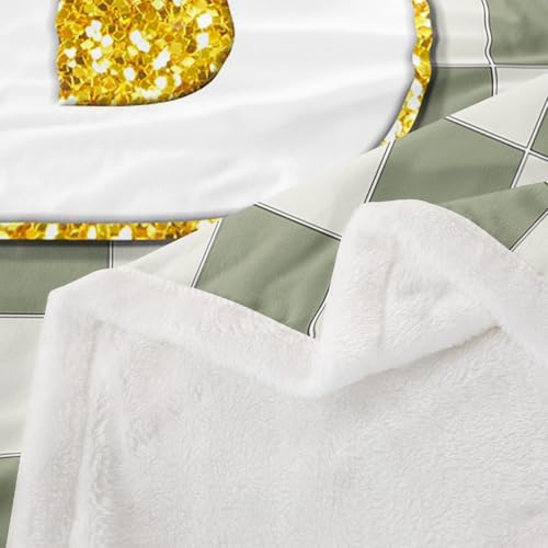 Image of Erosebridal Sage Green Checkered Fuzzy Plush Throw Plaid Initial B Fleece Blanket Personalized Monogram Sherpa Blanket for Kids Boys Girls,Fashion Grids Gingham Decor for Bed Couch 40 inchx50 inch