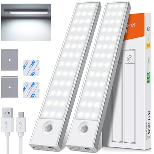 PALATALA Luce LED Sottopensile Cucina, 78 Luci Armadio Led con Sensore di Movimento 4 Modalità, 6500K Luci Sottopensile Cucina USB Ricaricabile Magnetica Senza Fili per Armadio/Scale/Bagno(2 Pezzi)
