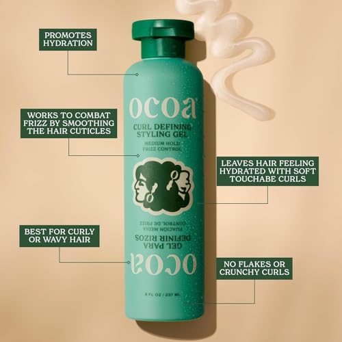 Image of OCOA Curl Cream & Styling Gel Bundle - Hydrate, Define, & Protect Curls - Made with Hibiscus, Mango Butter, Flaxseed, and Marula Oil - Frizz-Free, Long-Lasting, Soft & Touchable Finish - 8oz