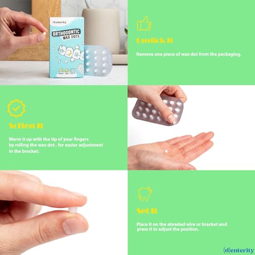 Denterity Orthobliss Braces Wax Dots- Ergonomically Made To Ease Braces Irritation & Pain- Easy Application For First Time Braces Users- Precut Ortho Wax Dots- Oral Care Kit For Braces- 72Ct Pack Of 1 thumb #7