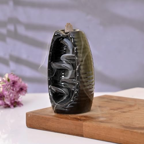 Image of Ceramic Backflow Smoke Fountain Incense Holder for Home Decor Gifts with 20 Smoke Cones by Craftam