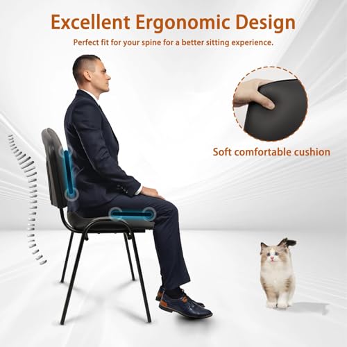 Image of CLATINA Stackable Waiting Room Chairs, PU Leather Guest Reception Chair with Upholstered Thickene Seat and Back Support, Stacking Chair Metal Leg for Office School Church Conference, Black, 5 Pack