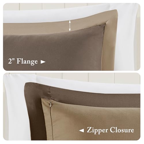 Image of Madison Park Essentials Larksppur Reversible Down Alternative 3M Scotchard Comforter Mini Set, Full / Queen, Brown / Sand